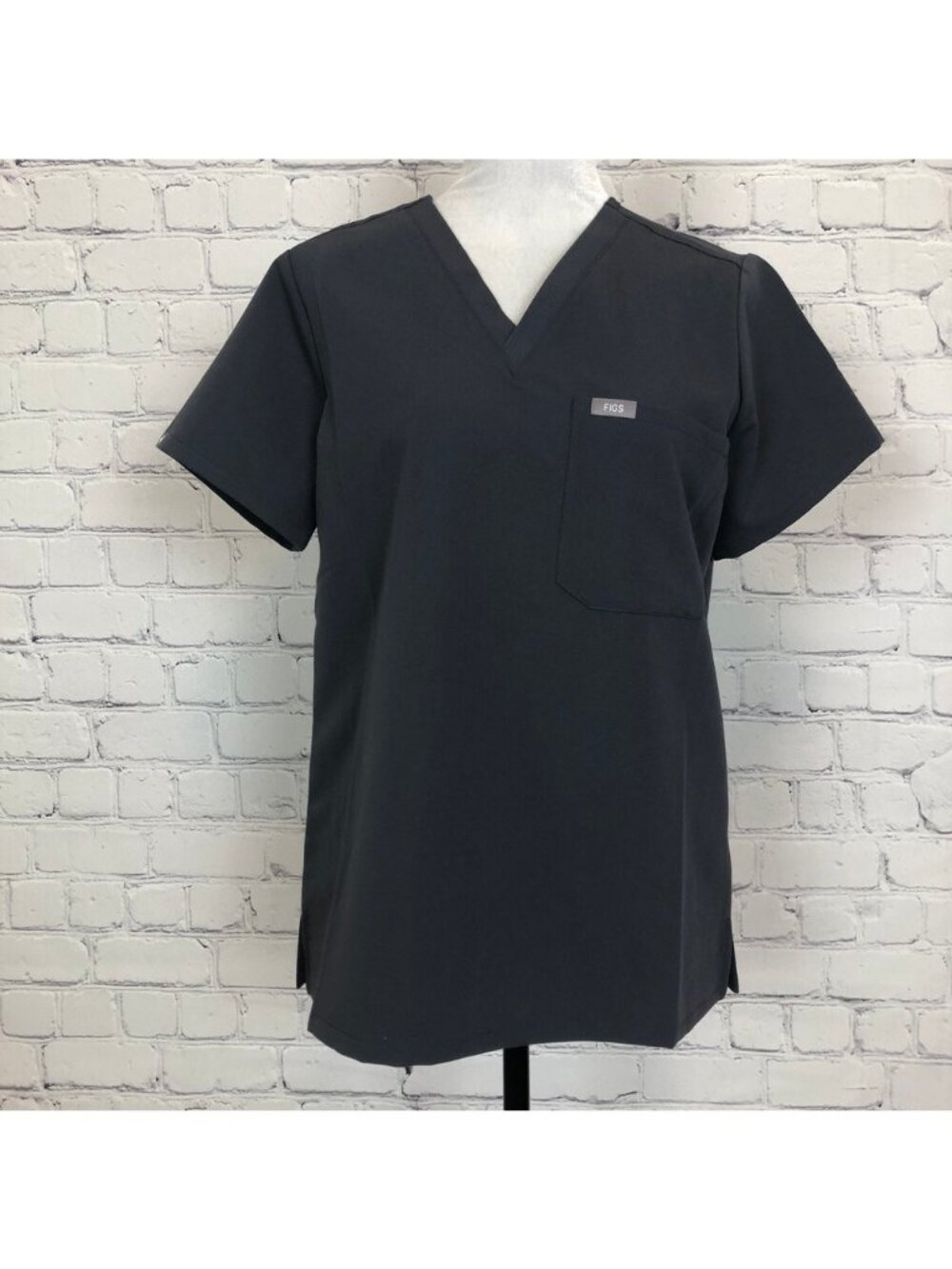 Figs Women's Catarina One-Pocket Scrub Top Size S Gray